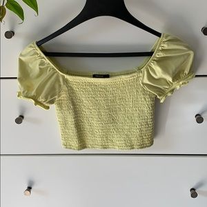Smocked off the shoulder crop top